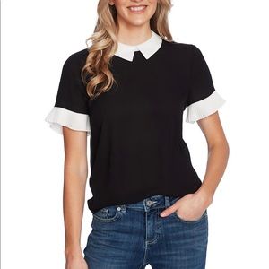 CeCe ruffled sleeve and collared blouse, Size L